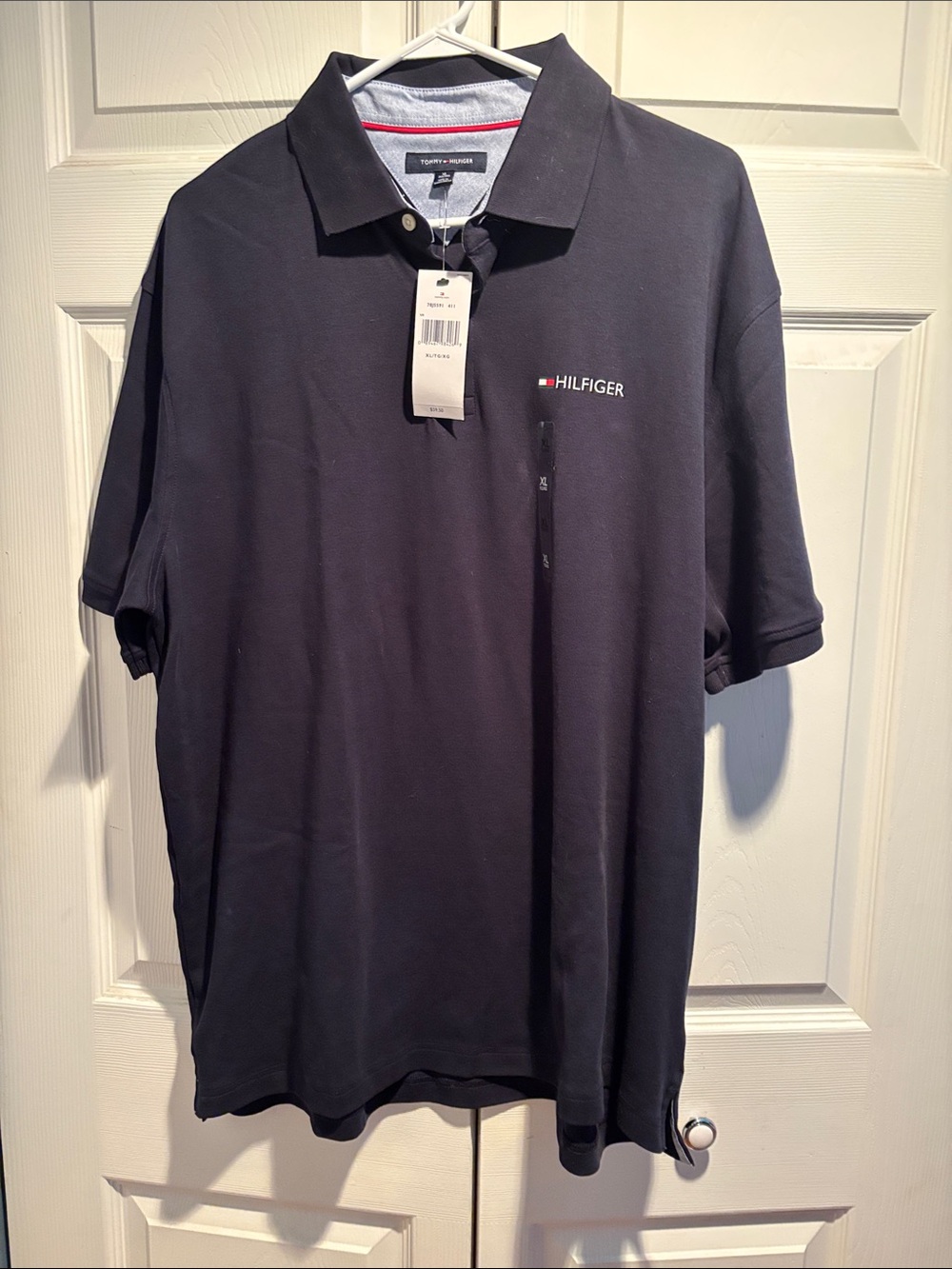 Tommy Hilfiger Men's Black Polo with Small Flag Logo